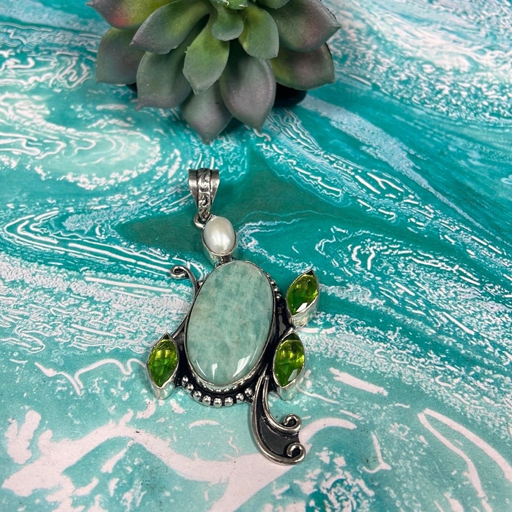 Amazonite Silver Pendant